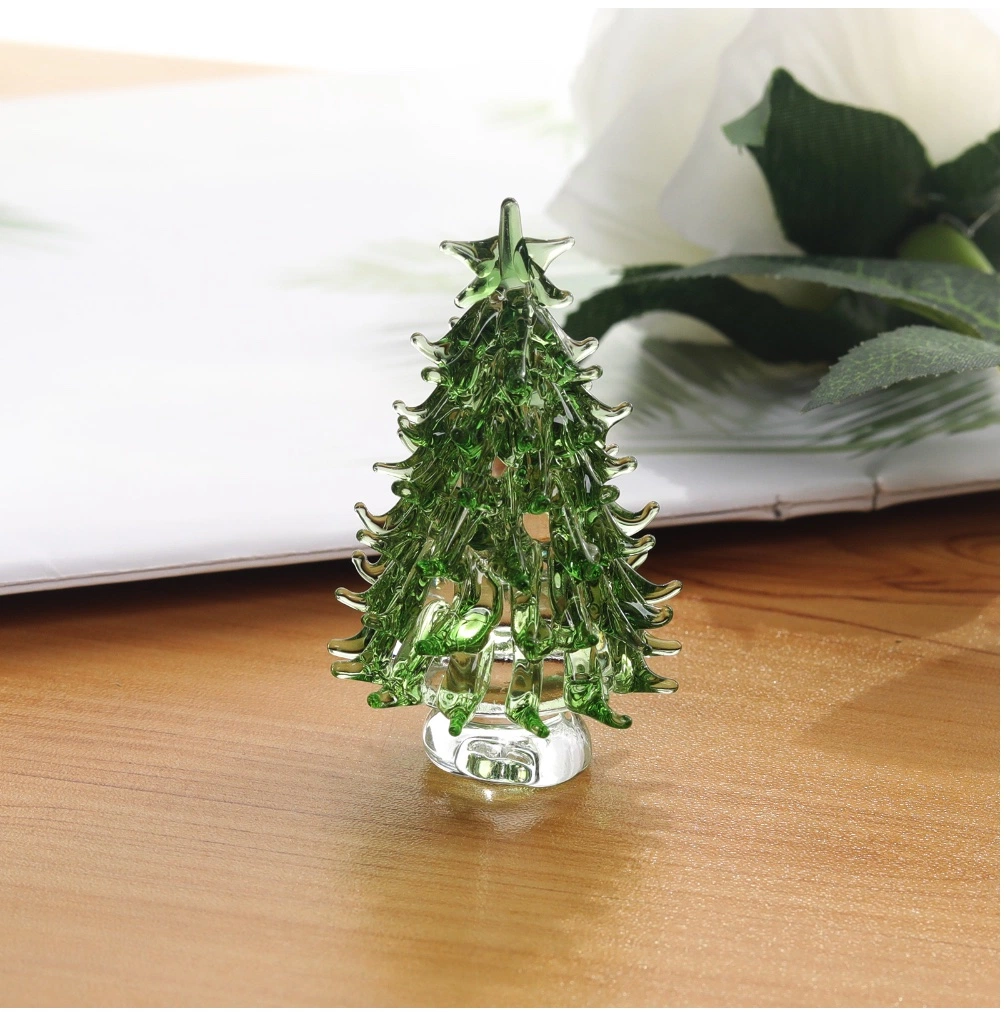 Glass Mini Christmas Tree Crystal Table Ornament Souvenir Gift Home Decoration Crafts