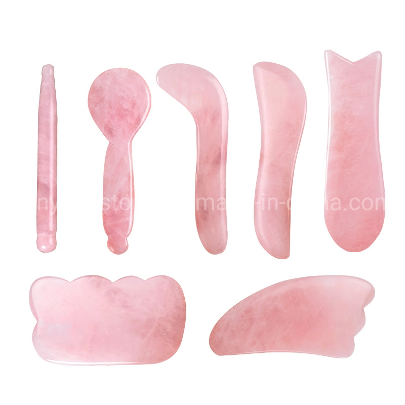 Massage Stone Gua Sha Pink Rose Quartz Vibrating Jade Roller for Face