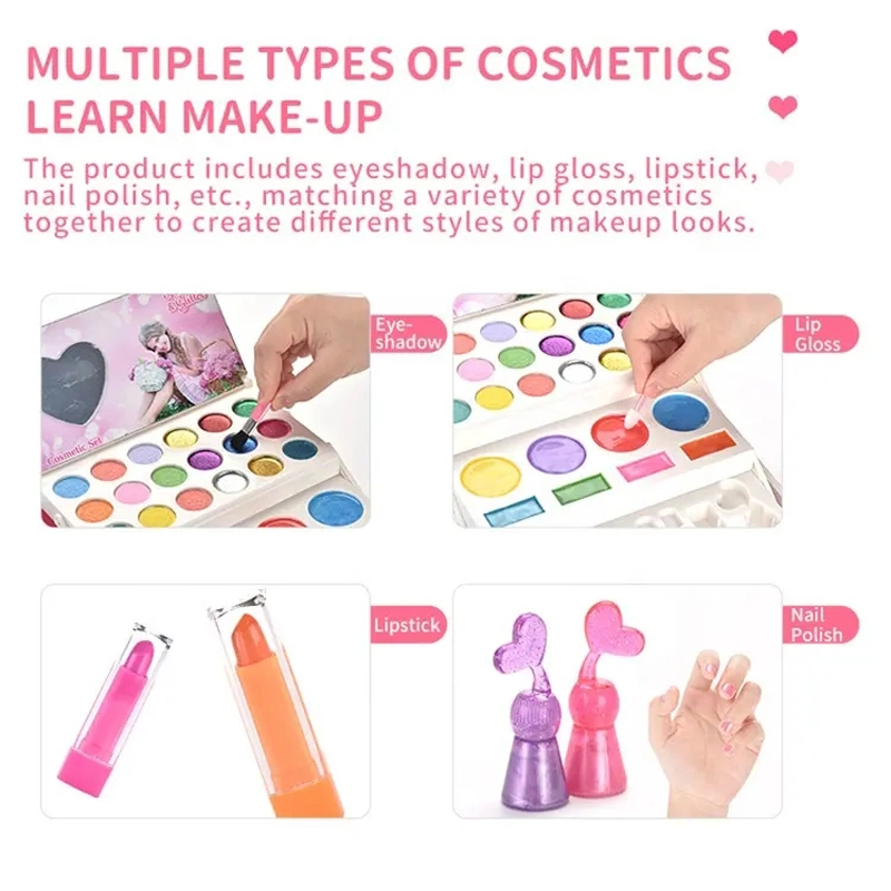 Wholesale Children Beauty Make-up Box Toys Kids Toy Pretty Dressing Games Girls Portable Pretend Cosmetic Set Gift DIY Makeup Set