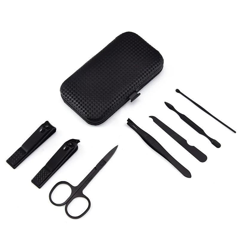 Black Nail Clippers, Manicure Tools, Beauty Sets, Gift Nail Clippers, 7-Piece Set of Grain Point Clippers, Nail Clipper Set